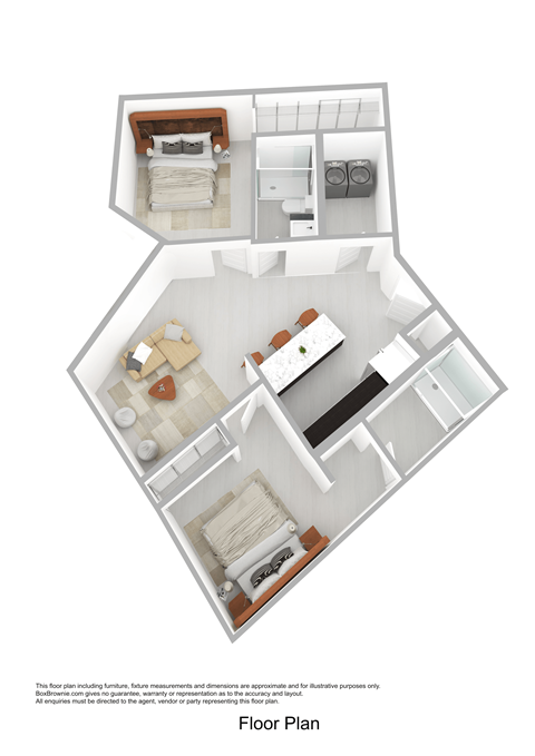 Floor plan for 2 beds, 2 baths, 938 sqft